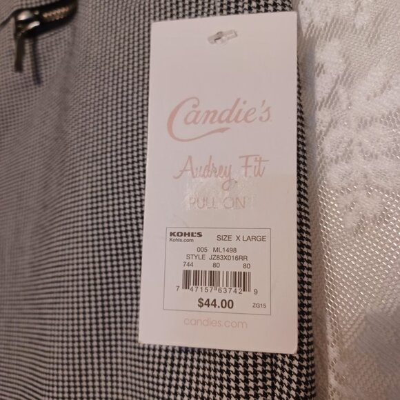 CANDIES Audrey Pullon Houndstooth Black White Stretch No Gap Flattening Pants - Picture 7 of 9